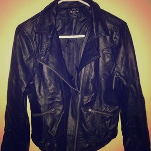 Faux leather crop moto jacket